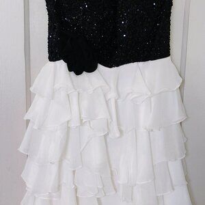 Sherri Hill black and white sequined dress